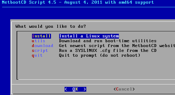 НетбоотЦД: Инсталирајте Убунту, Федору, Дебиан и више са једног ЦД-а [Линук] нетбоотцд старт