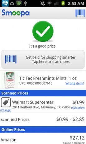 Плаћајте куповину паметнијих са Смоопа-ом [Андроид 1.6+ и иОС] провера цене смоопа
