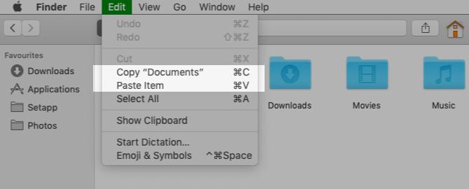 Копирајте и залепите опције менија у Финдер на Мацу