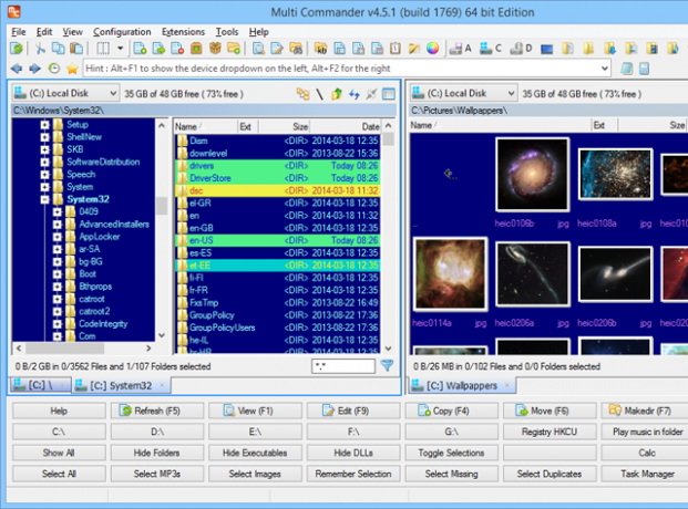 Ово је снимак екрана једног од најбољих Виндовс програма за управљање датотекама. Зове се МултиЦоммандер