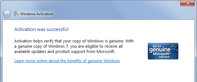 Виндовс-7-активација-успешна