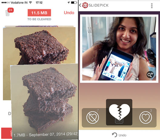 Флиц (лево) и СлидеПицк (десно) приказују фотографије једну по једну, тако да све што морате да изаберете је да ли ћете је задржати или не