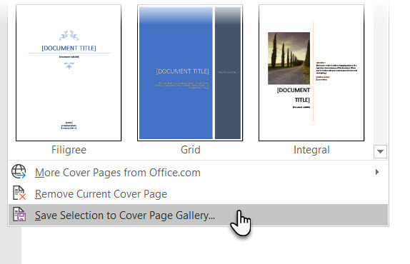 Сачувајте насловну страну у галерији Мицрософт Ворд-а