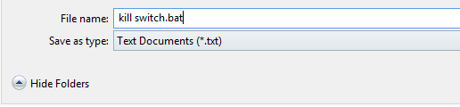 сачувајте датотеку као киллсвитцх бат