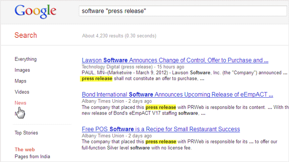 Неколико алата за претрагу које можете користити за прикупљање саопштења за штампу за идеје за блоггинг пресс релеасе03