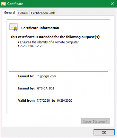 Цхроме сертификат за веб локацију