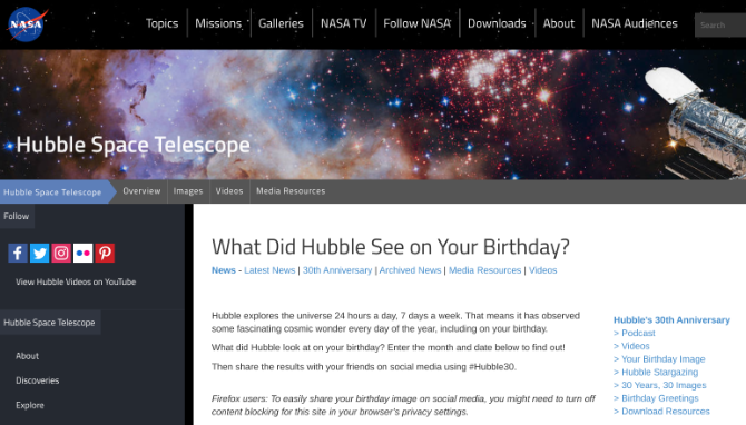 Шта је телескоп Хуббле видео на вашем рођендану? Погледајте НАСА-ино мини место за галактичко прославу рођендана
