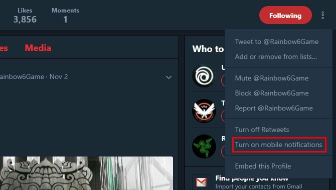 шта је твиттер укључите у мобилним нотификацијама